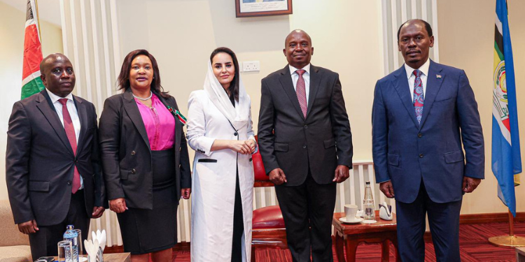 From left: Eng John Tanui, CS Rebecca Miano, diplomat Deemah AlYahya , deputy president Kithure Kindiki and CS William Kabogo at the Connected Africa Summit.